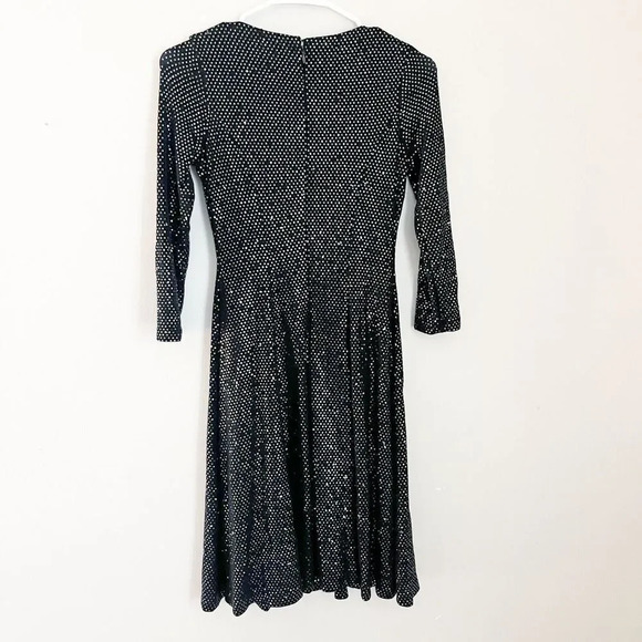 Calvin Klein Womens Black A Line Dress 2 Sequin Pleated Long Sleeve Semi-Formal - Picture 6 of 10